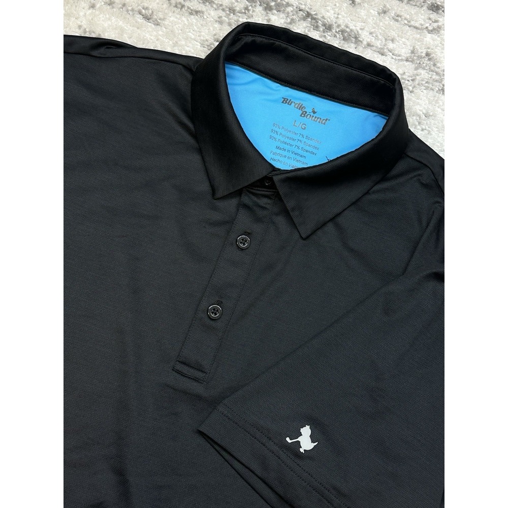 Birdie Bound Polo Shirt Mens L Black Golf Performance Stretch Lightweight Top